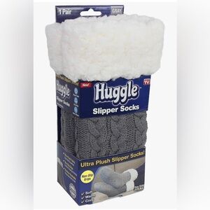 As Seen On TV Gray and White Huggle Slipper Socks